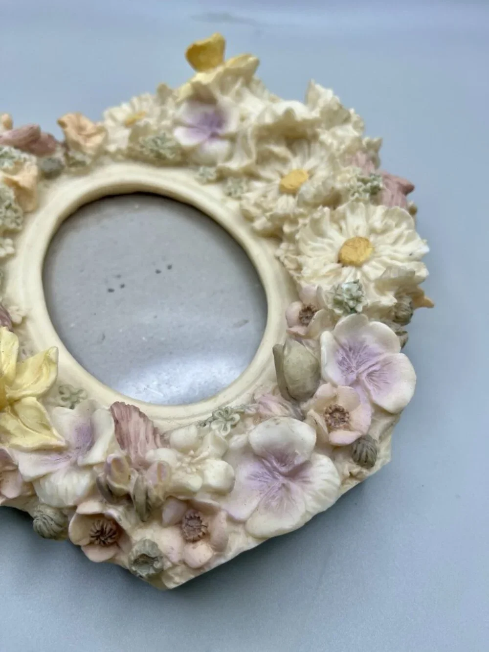 VTG Floral Resin Picture Frame 3D Flowers Cottagecore Shabby Chic Garden Fairy